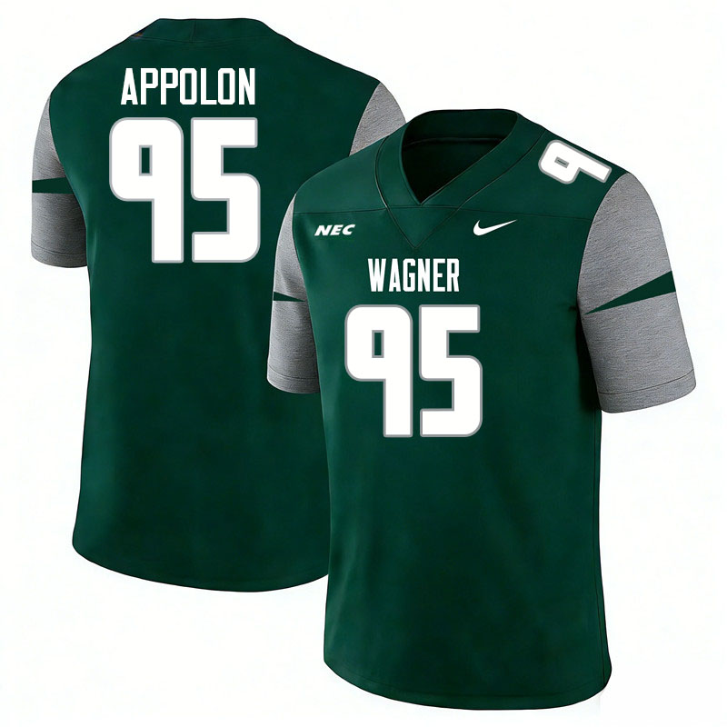 Wagner Seahawks #95 Ethan Appolon College Football Jerseys,Uniforms Stitched-Green